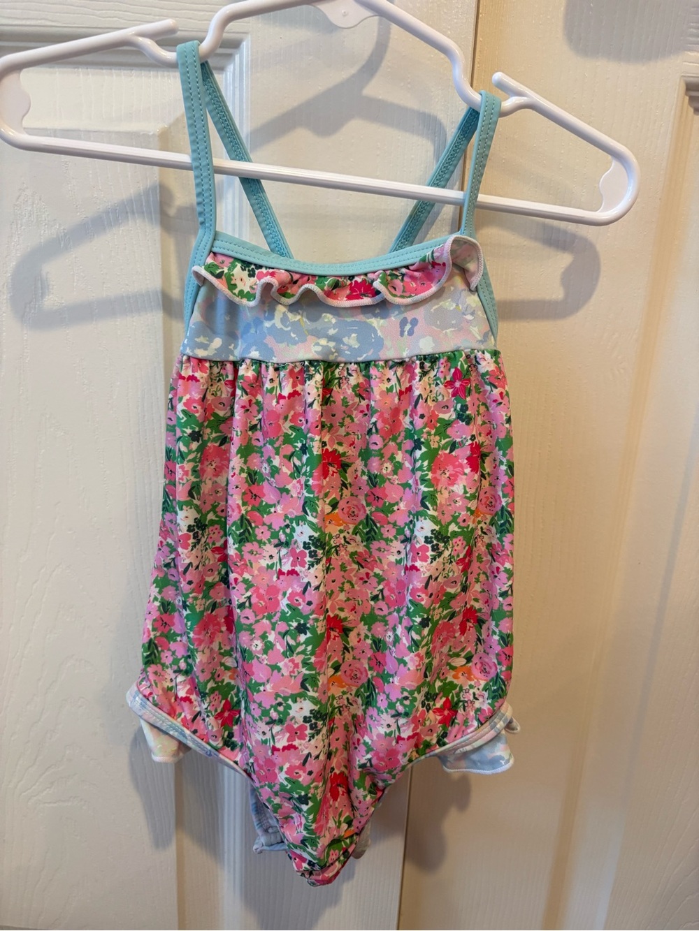 SweetHoney Floral Ruffle One-Piece Swimsuit Pink Green 2T Sweet Honey Baby Girls